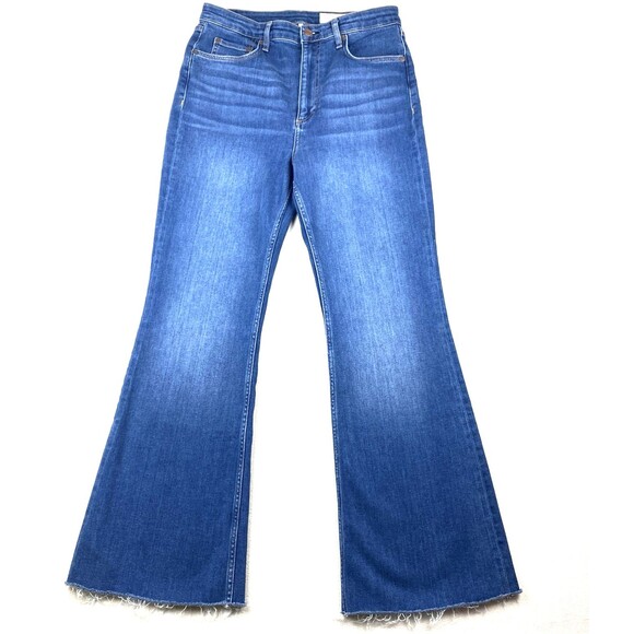 rag & bone Denim - Rag & Bone Jeans 32 Womens High Rise Flare Raw Hem Stretch Blue Denim Boho